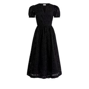 J. Crew Factory Black Eyelet Puff Sleeve Dress